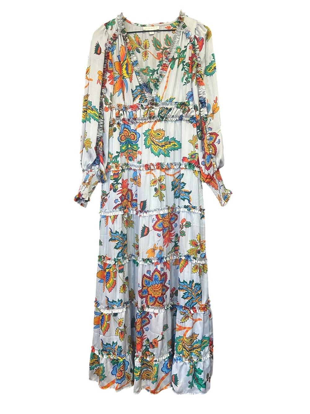 Chelsea & Violet Multicolor Floral Tiered Maxi Dress on Light Gray Small - Picture 3 of 9